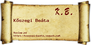 Kőszegi Beáta névjegykártya